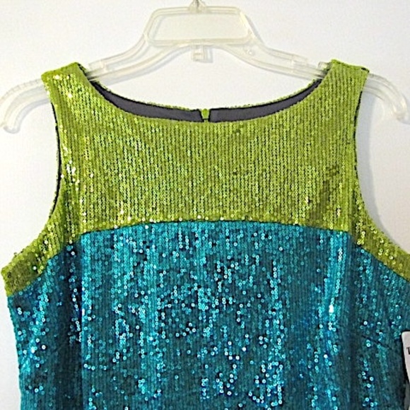 NWT Gabby Skye Blue Sequin Sheath Dress, Size 8 - Picture 3 of 9